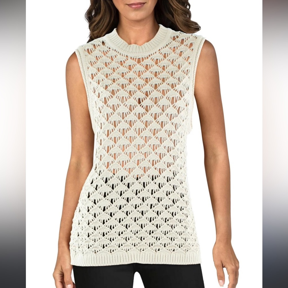 Theory Womens Open Stitch Split Hem Sweater Vest